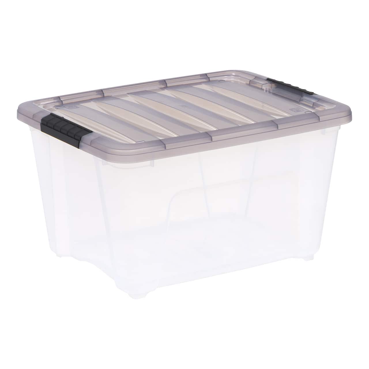 IRIS® Stack & Pull™ Clear Storage Box with Gray Lid